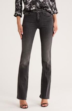 L'agence Ruth High Waist Raw Hem Straight Leg Jeans in Obsidian at Nordstrom Rack, Size 24