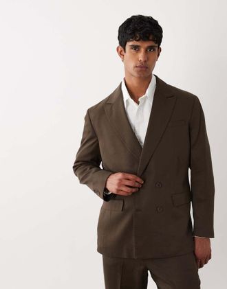 Selected Giacca da abito regular fit marrone in coordinato