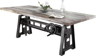 Massivmoebel24 tavolo da pranzo in legno di Legno riciclato 260x100x75 multicolore laccato industrial 26