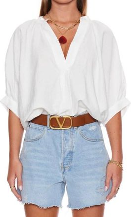 Pinch Design V-Neck Tunic Top In White