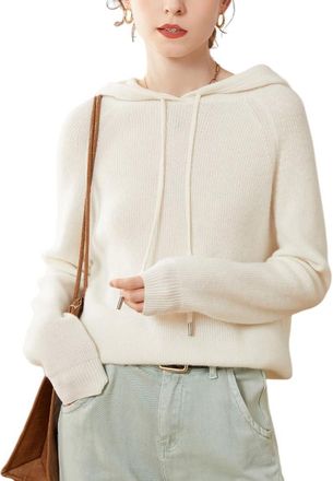 Dissa Women Cashmere Jumper Off-White Hoodie Sweater Long Sleeve Relaxed Cashmere Wool Thick Jumper Solid Color Ladies Sweater,12,SPR1210