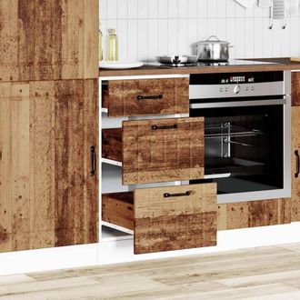 Berkfield Home Kitchen Base Cabinet Lucca Old Wood Engineered Wood in Brown