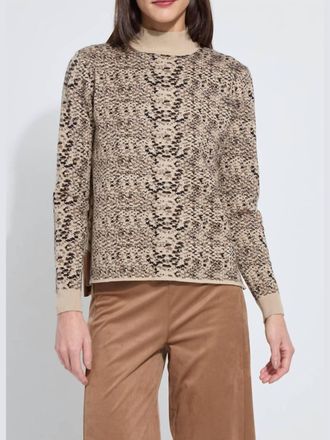 Lyss&eacute; Declan Mock Neck Jacquard Sweater In Lux Camel Snake