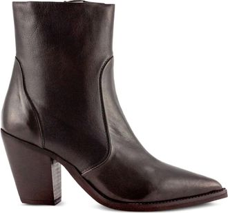 Julie Dee 70mm pointed-toe block-heel boots - women - Fabric/Leather/Leather - 37 - Brown