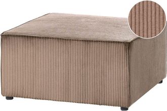 Beliani Ottoman Sand Beige Corduroy Upholstered Square Footstool Modern Design LEMVIG