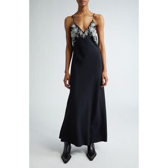 Golden Goose Journey Lace Trim Slipdress in Polar Night at Nordstrom, Size 4 Us