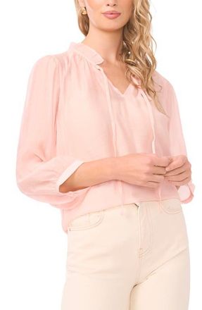 Vince Camuto Split Neck Balloon Sleeve Peasant Top in Rosehip at Nordstrom, Size X-Small