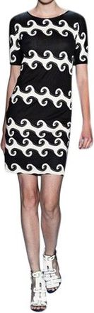 Diane Von F&uuml;rstenberg Cyrani black & white waveprint silk dress Size XS
