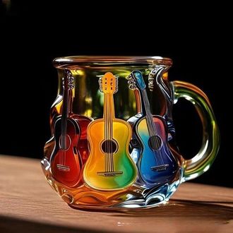 OEM Taza De Caf&eacute; Con Dise&ntilde;o De Guitarra 3d De 150 Ml, Taza Colorida Hecha A Mano Para Caf&eacute;, T&eacute; Y Leche, Taza Art&iacute;stica Para Hombres Y Mujeres