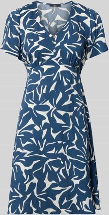 Zero Knielanges Kleid aus Viskose mit V-Ausschnitt in Blau, Gr&ouml;&szlig;e 34