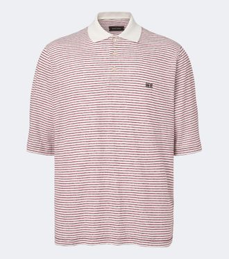 Wales Bonner Bask striped linen and cotton polo shirt