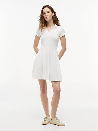 Tommy Hilfiger Ribbed Fit And Flare Mini Polo Dress