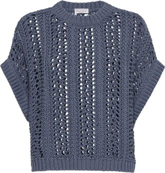 Brunello Cucinelli open-knit top - Blue