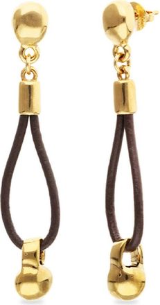 UNOde50 Long leather earrings with 18k gold-plated dial detail at Nordstrom