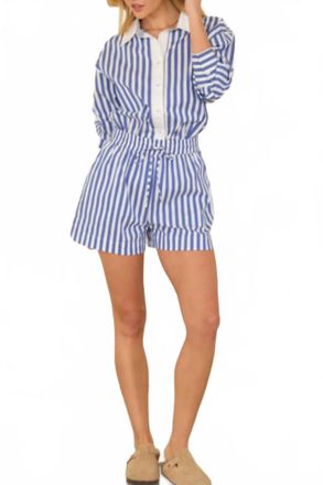 Skies Are Blue Clothing Striped Shirt And Short Set In Blue