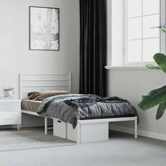 vidaXL Metal Bed Frame without Mattress with Headboard White 75x190cm Vidaxl