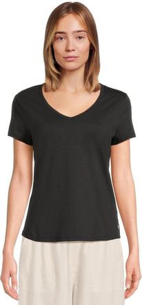 Toad & Co Toad & Co Marley T-Shirt Womens Black Stretch Short Sleeve V-Neck RED201