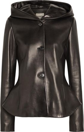 Khaite June Hooded Peplum-hem Leather Jacket - Black - 8 (UK12 / M)