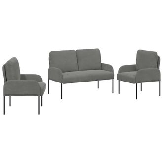 vidaXL Juegos De Sof&aacute;s 3 Uds. Gris Oscuro Madera Contrachapada Vidaxl