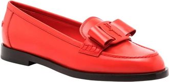 Ferragamo Womens Vivaldo Logo-Plaque Loafers In Red