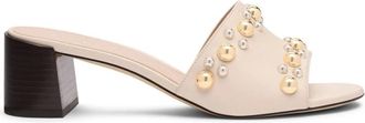 Stuart Weitzman Perry Slide 50 - Dames - Muiltjes - Beige - 39 EU - Leer - Schoenen
