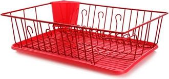 MegaChef 17.5 Inch Dish Rack with 14 Plate Positioners and a Detachable Utensil Holder in Red at Nordstrom