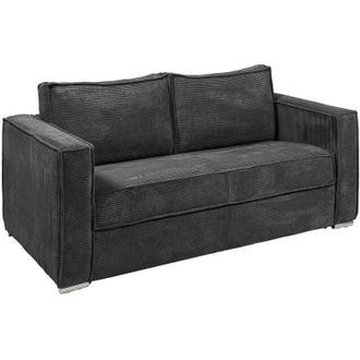 Vente-Unique Vente-unique - Divano letto 3 posti a ribalta Posto letto 140 cm Materasso 18 cm in Velluto coste Antracite - loreto