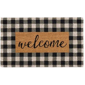 Design Imports Checkers Welcome Doormat in Black/White/Natural at Nordstrom Rack