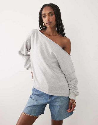Abercrombie & Fitch Felpa monospalla grigio chiaro