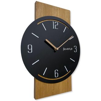 OEM Reloj De Pared De Madera Geom&eacute;trico De 40 Cm Negro