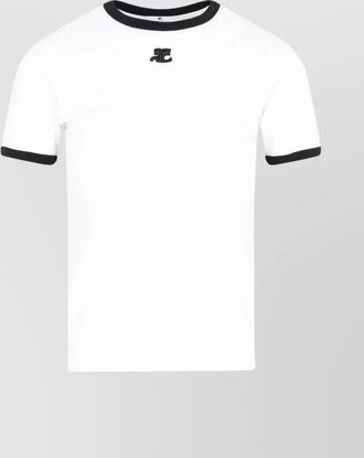 Courrèges bumpy crew neck t-shirt contrast trim