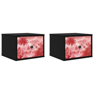 vidaXL Mesita De Noche De Pared Aachen 2 Uds. Roble Negro Vidaxl