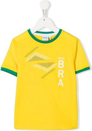 BOSS Kidswear Brazil logo-print T-shirt - kids - Cotton - 4 - Yellow