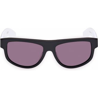 adidas 55MM Cat Eye Sunglasses in Shiny Black /Smoke at Nordstrom