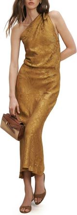 Veronica Beard Grycen Floral Jacquard Satin One-Shoulder Gown in Gold Ochre at Nordstrom, Size 2