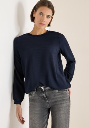 Cecil Langarmbluse CECIL, Damen, Gr. XS (36), universal blau, Web, Obermaterial: 56% Viskose, 43% Polyester, 1% Elasthan, unifarben, l&auml;ssig geschnitten h&uuml;ft