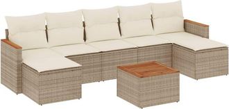 vidaXL Vidaxl - Juego De Sof&aacute;s De Jard&iacute;n Con Cojines Beige 8 Pzas Rat&aacute;n Pe