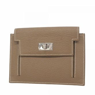 Hermès Etoupe Gray Chevre Myzore Leather Coin Purse/Coin Case (Pre-Owned)