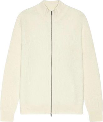 Les Deux Wool Rib Zipper Knit - Heren - Vesten - Wit - M - Wol - Truien & Vesten