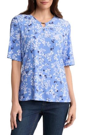 Jones New York Double Keyhole Top in Blue Horizon Multi at Nordstrom, Size X-Large