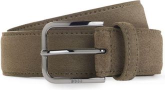 BOSS Leather business belt with polished gunmetal buckle