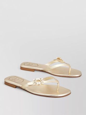 Roger Vivier leather crystal slides