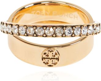 Tory Burch Accessoires, Dames, Geel, 45 MM, Ring Met Schitterende Kristallen