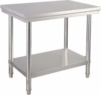 Costway Costway Mesa De Trabajo Acero Inoxidable Cocina 92x61x90 Cent&iacute;metros Mesa Con Estante Para Preparaci&oacute;n De Alimentos 92 X 61 X 90 Cm