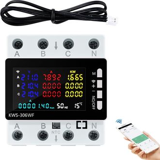 OEM Contador El&eacute;ctrico Wifi Trif&aacute;sico Vat&iacute;metro 80a 220v Ac Amper&iacute;metro 3 Fases 4 Conductores Con Protecci&oacute;n Contra Fallos De Alimentaci&oacute;n/sobretemperatur