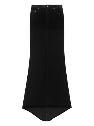 Saint Laurent velvet-effect mermaid skirt - women - Viscose/Silk - 27 - Black