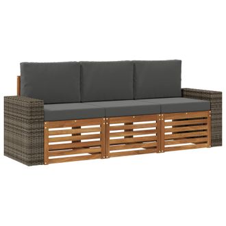 vidaXL Juegos De Sof&aacute;s Con Coj&iacute;n 3 Pcs Madera De Acacia S&oacute;lida Vidaxl