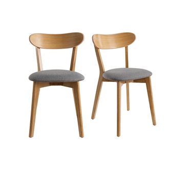 Miliboo Miliboo - Sillas Vintage Roble Y Asiento Gris (lote De 2) Dove