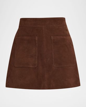 Tanya Taylor Fran Suede Mini Skirt