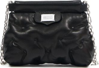 Maison Margiela Clutches, female, Black, Size: ONE SIZE Quilted Black Shoulder Bag with Chain